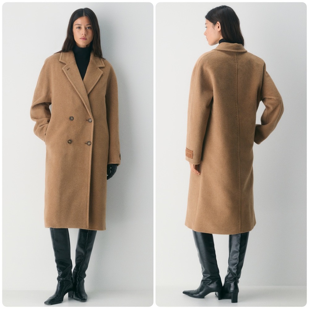 Aritzia Babaton Womens Camel Wool Blend Slouch Coat Minimalist Neutral Clean 2XS